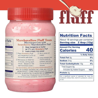 Fluff Marshmallow Spread Delicious Strawberry Flavor 7.5oz