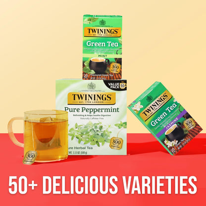 Twinings Green Tea with Mint 20 Count Individually Wrapped Bags Caffeinated Hot or Iced