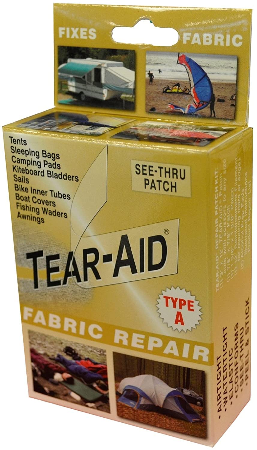 Tear-AID D-KIT-A01-100 Fabric Repair Kit, A, Clear Tear-Aid