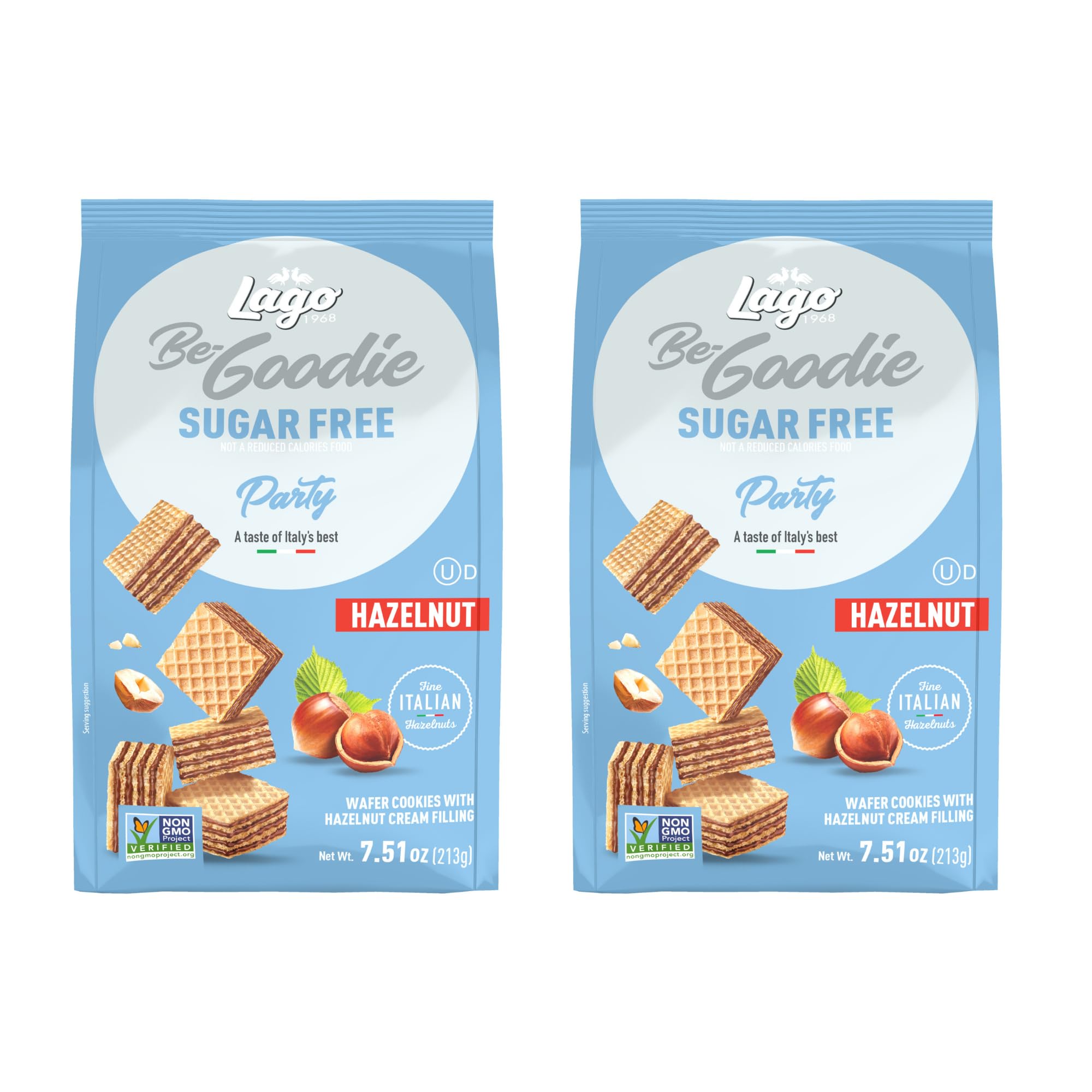 Gastone Lago Party Wafers Cookies Hazelnut Each Italian Crispy Wafer 7.5 oz (Pack of 2)