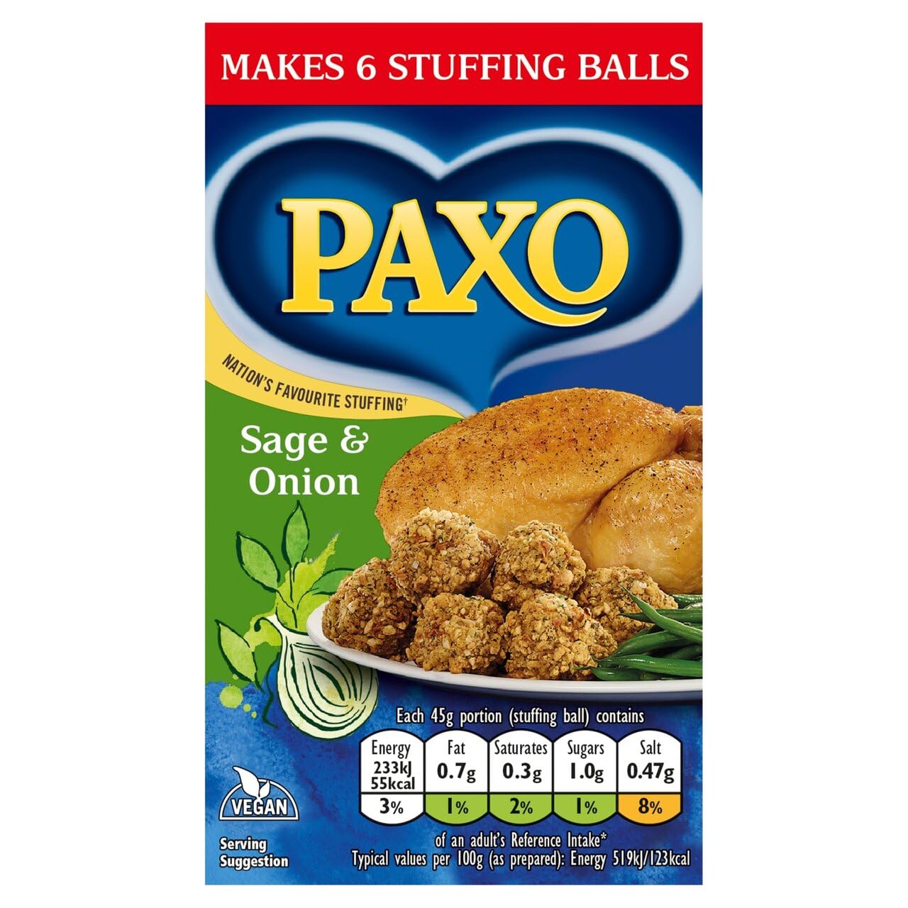 Paxo Sage and Onion Stuffing Mix 85g (Pack of 4)