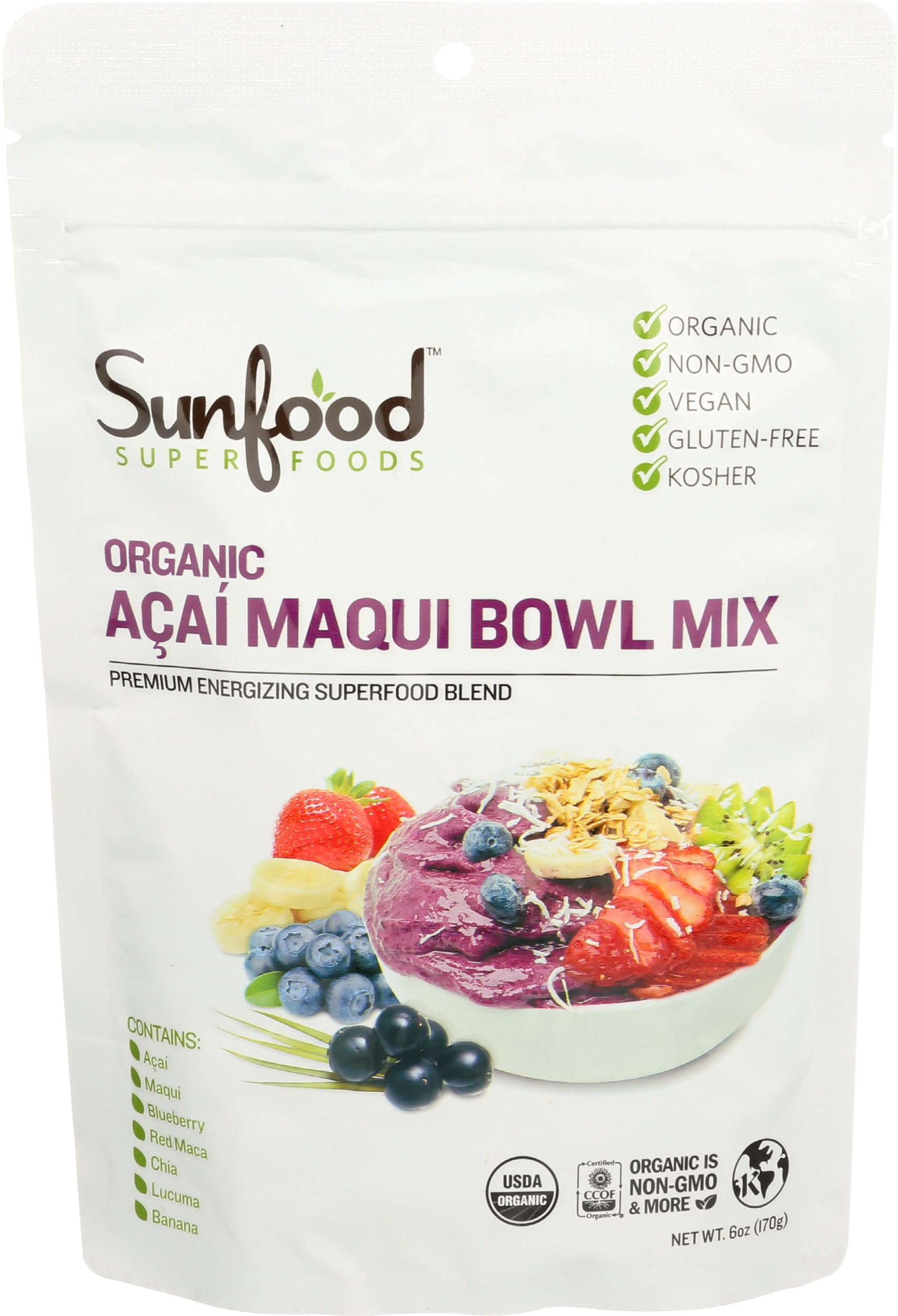 Sunfood Organic Acai Maqui Bowl Mix, 6 oz Sunfood Superfoods