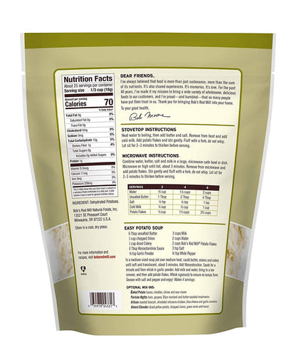 Bob's Red Mill Instant Mashed Potatoes Creamy Potato Flakes 16 Ounce (Pack of 2)
