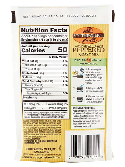 Southeastern Mills Peppered Gravy Mix with Sausage Flavor 2.72 Ounce (Pack of 4)