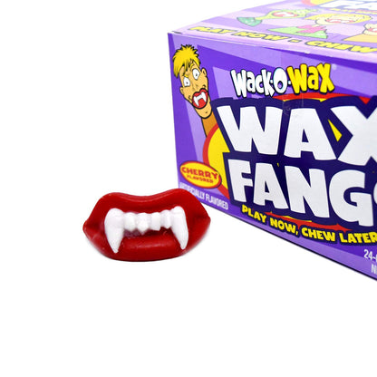 Wack-O-Wax Fangs Cherry Fun Candy Halloween Toy Individually Wrapped Peanut and 24 Count