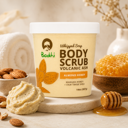 BODHI Handmade Soap Almond Honey Volcanic Ash Whipped Body Scrub 14 Oz