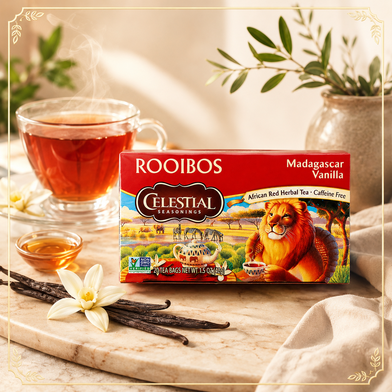Celestial Seasonings Madagascar Vanilla Red Tea 20 Count  Tea Bags (Pack of 20)