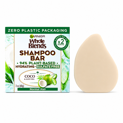 Garnier Whole Blends Hydrating Shampoo Bar for Normal Hair Coco & Aloe Vera 2 Oz
