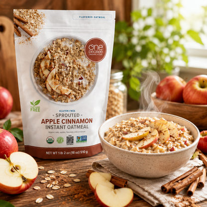 One Degree Organic Foods Sprouted Instant Oatmeal, USDA Organic, Non-GMO, Vegan, And Gluten Free Instant Oatmeal, Apple Cinnamon, (Pack of 6)