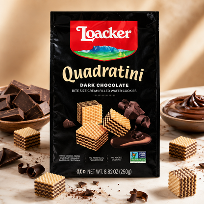 Loacker Quadratini Dark Chocolate Wafer Cookies 8.82 oz