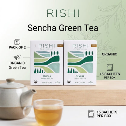 Rishi Tea & Botanicals Sencha Organic Green Tea, 15 sachets (Pack of 2) Rishi Tea & Botanicals