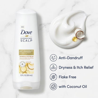 Dove DermaCare Scalp Dryness & Itch Relief Conditioner 12 oz (Pack of 4) Dove