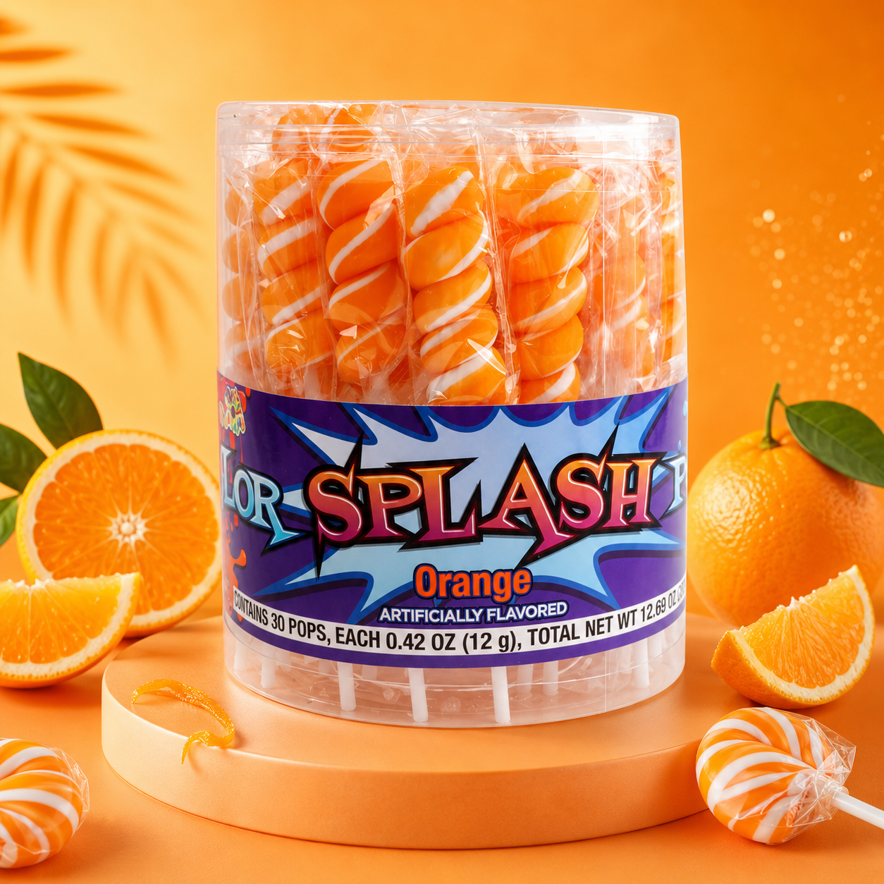 COLORSPLASH LOLLIPOPS Orange Lollipops Jar 12.69 oz 30 Pops