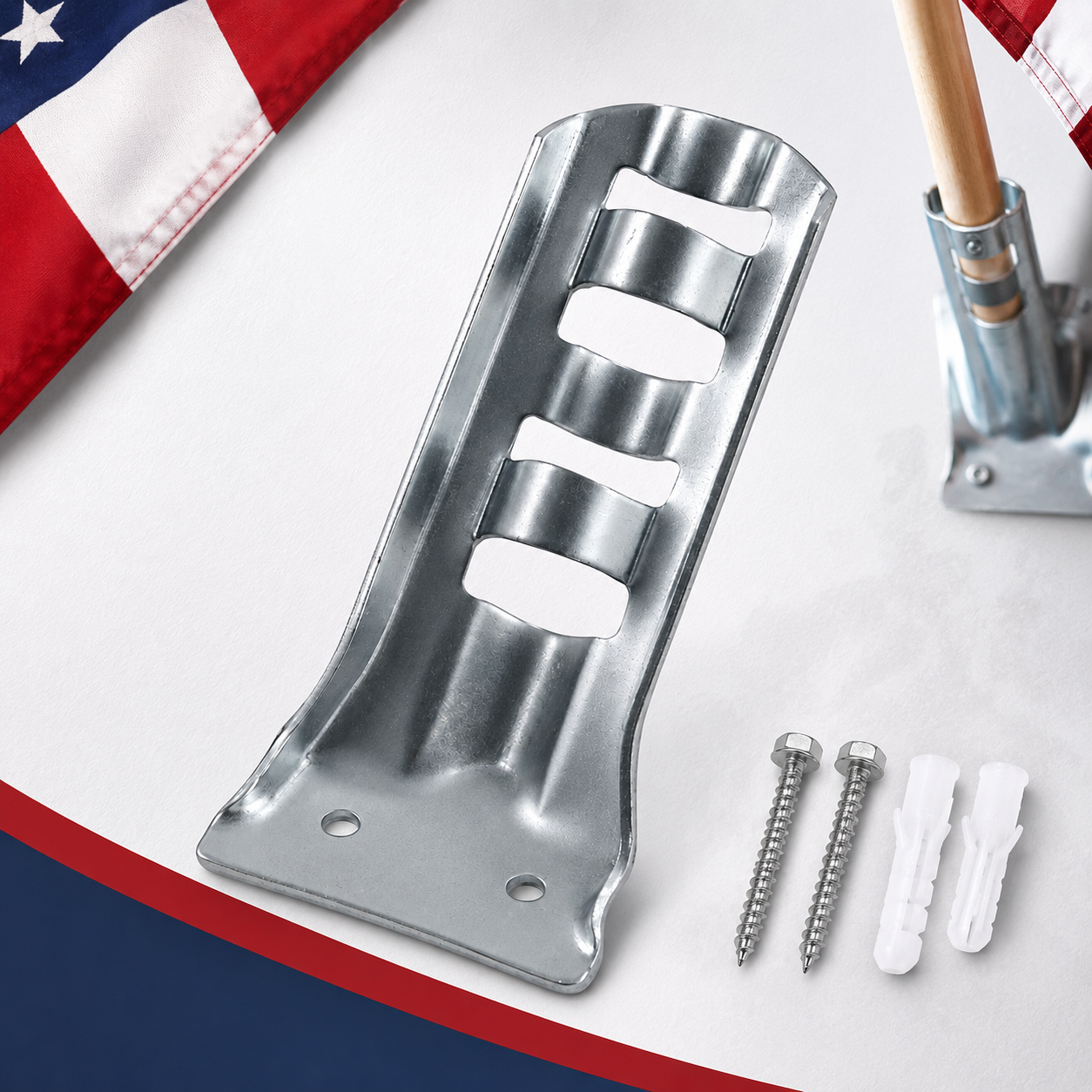 US Flag Store Wall Bracket for Wall or Classroom Silver