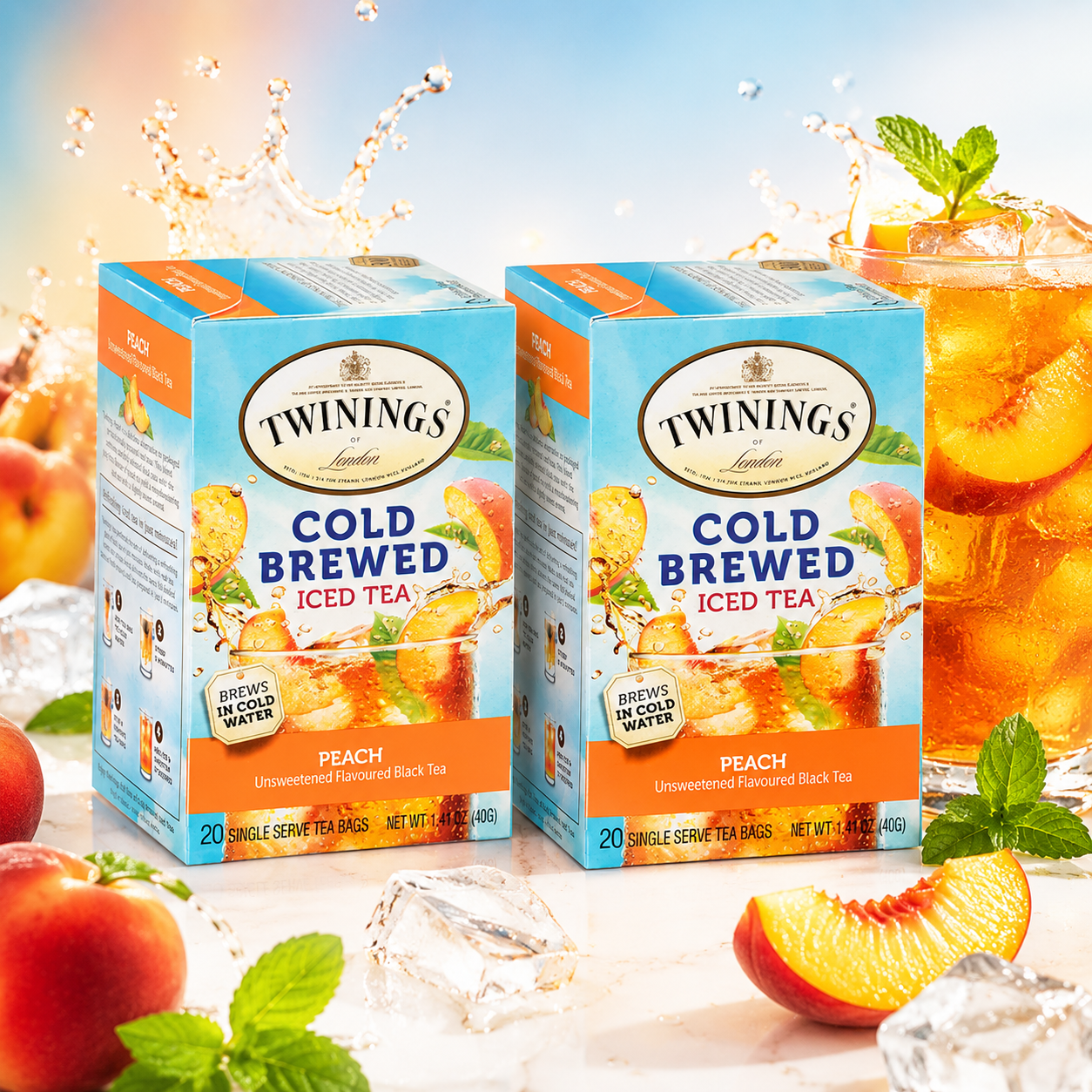 Twinings Peach Cold Brewed Iced Tea 20 ct Box Twinings
