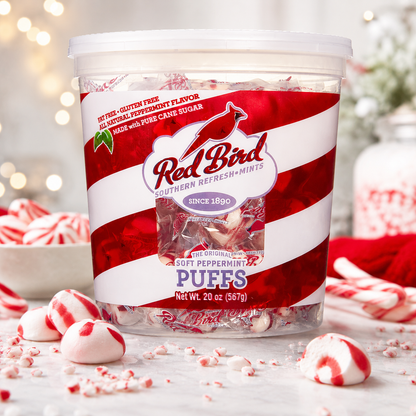 Red Bird Peppermint Puffs Hard Candy Mint Flavor Tub 18 oz