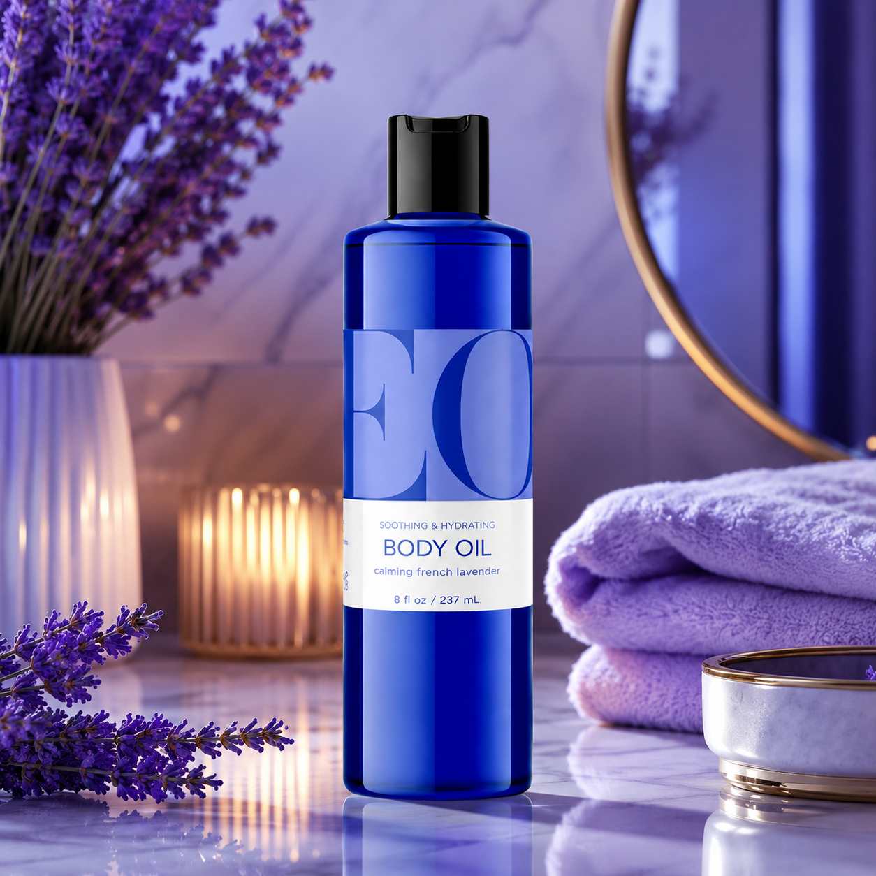 EO Body Oil French Lavender for Massage & Moisture 8-oz Bottles