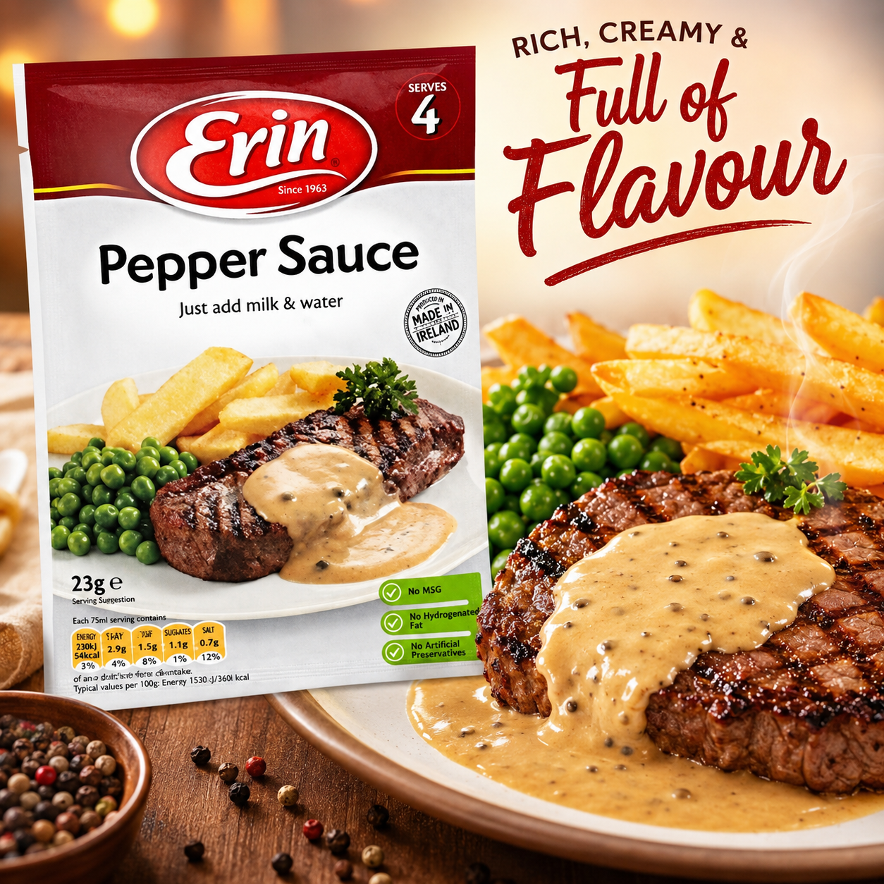 Erin Pepper Sauce Irish Peppercorn Sauce per Bag 0.81 oz