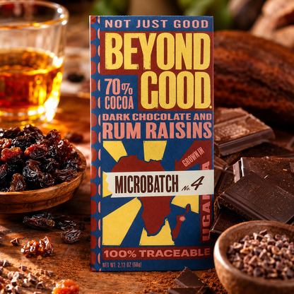 Beyond Good 70% Rum Raisins Microbatch Chocolate Bar, 2.12 Ounce