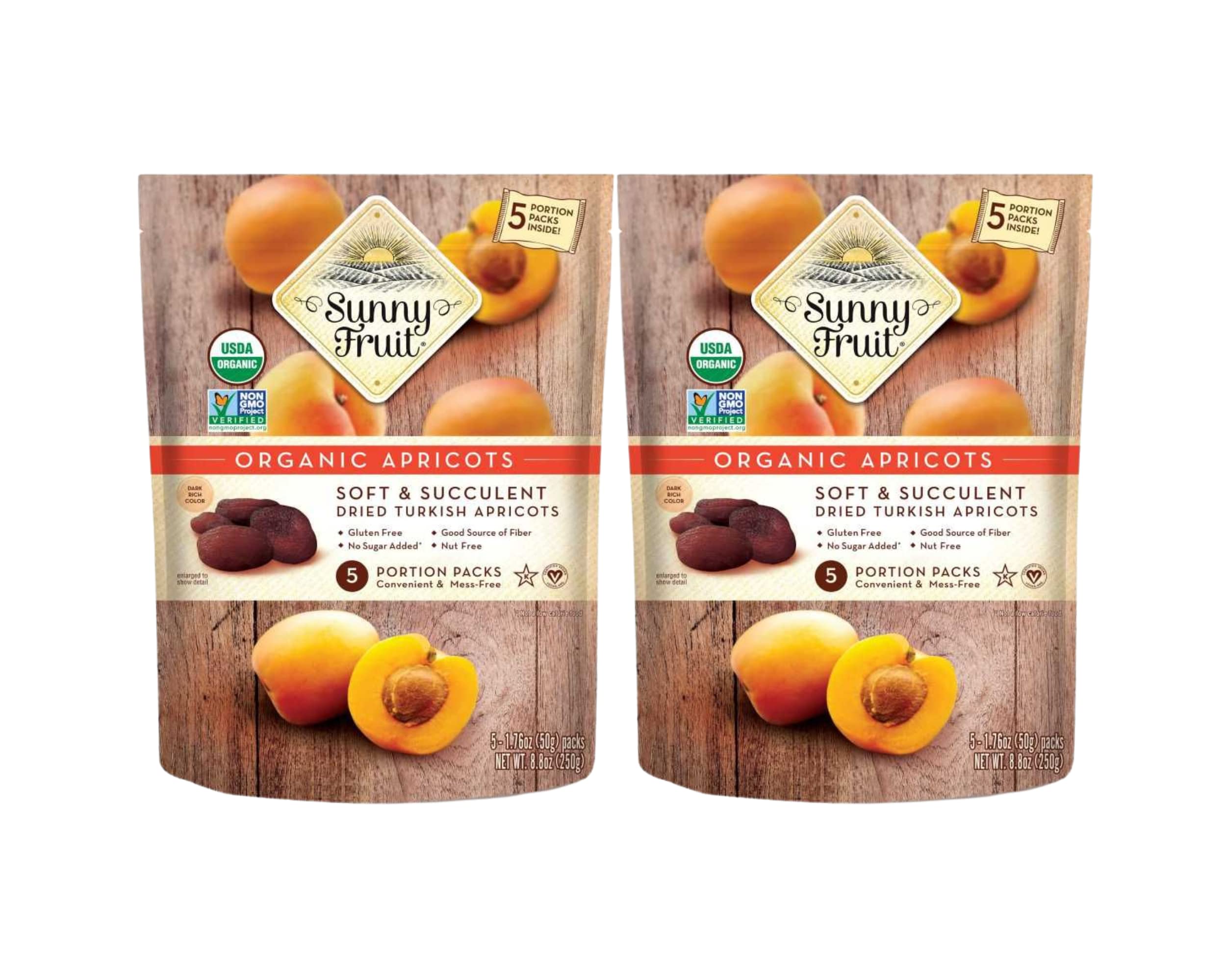 ORGANIC Turkish Dried Apricots Sunny Fruit 5 Portion Packs per 2 Bags