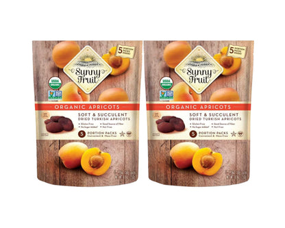 ORGANIC Turkish Dried Apricots Sunny Fruit 5 Portion Packs per 2 Bags