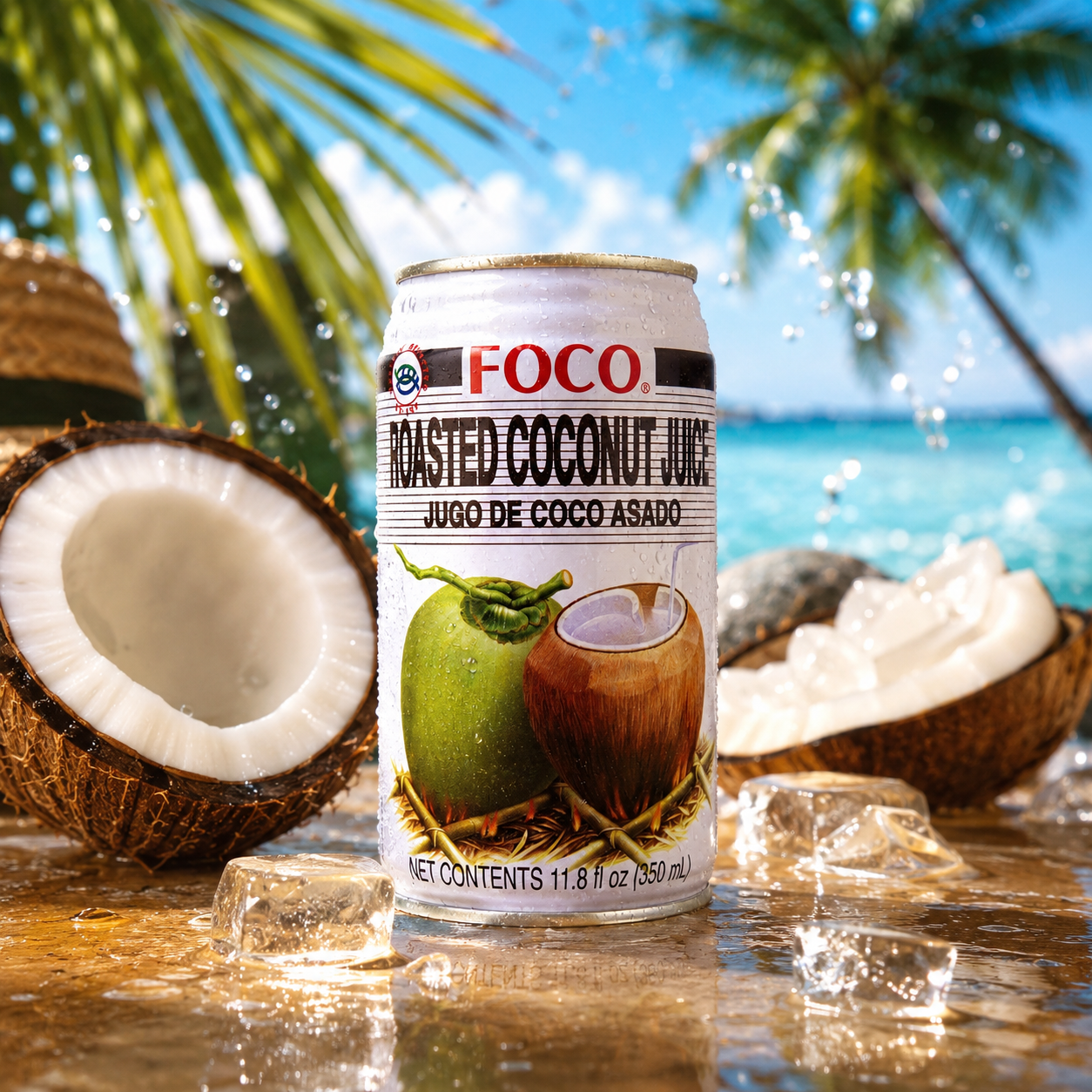 FOCO Roasted Coconut Juice Jugo De Coco Asado Beverage 11.8 fl oz