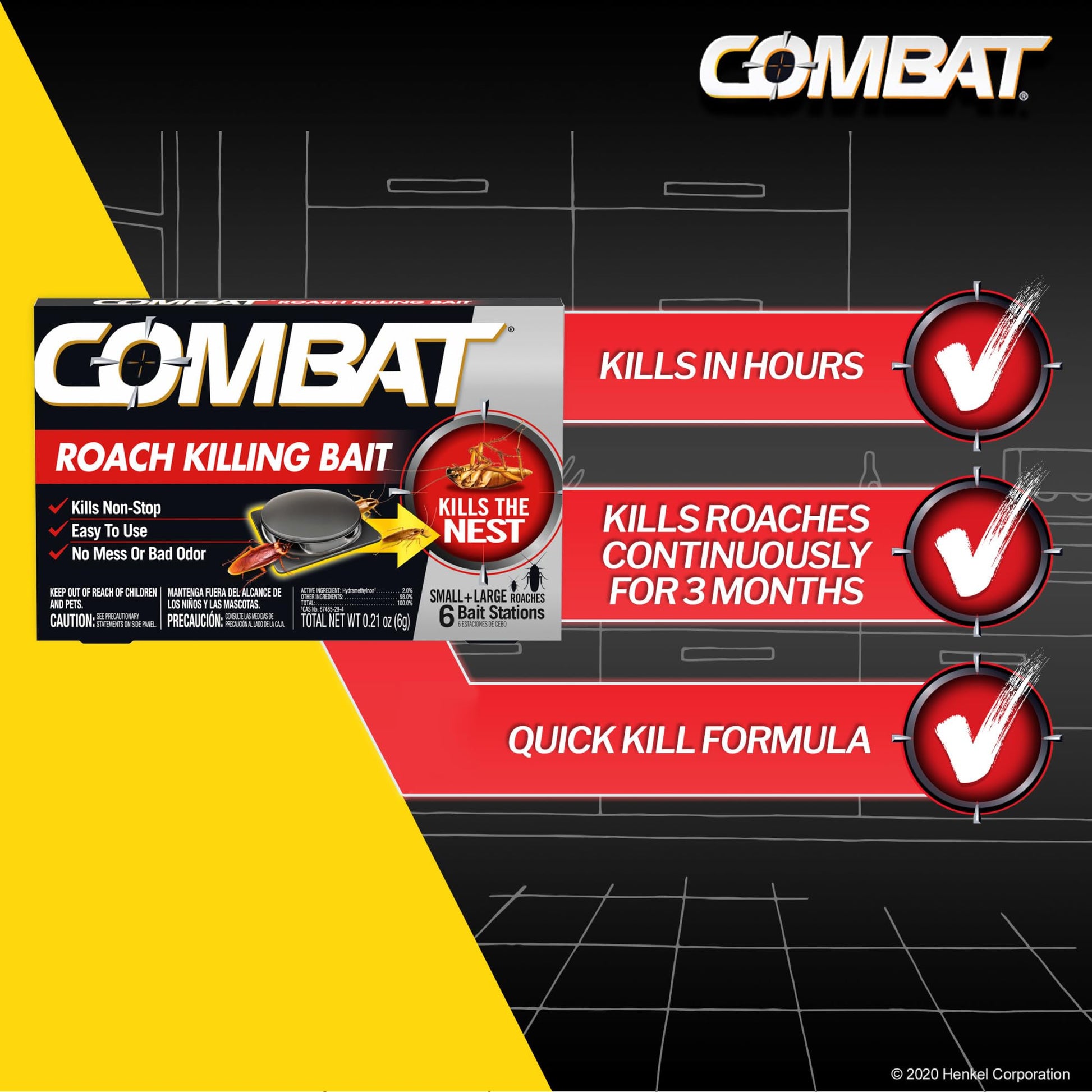 Combat Roach Killing Bait Stations for Small and Large Roaches 6 Count