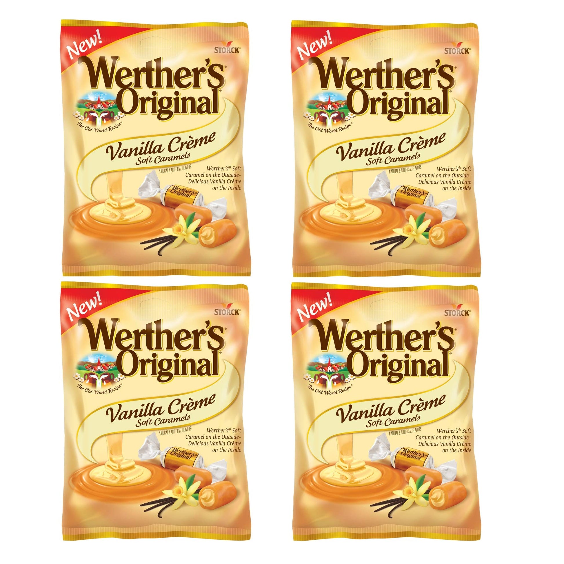 Werther's Original Original Vanilla Vanilla Creme Soft Caramels Individually Wrapped Soft & 4.51 oz (Pack of 4)