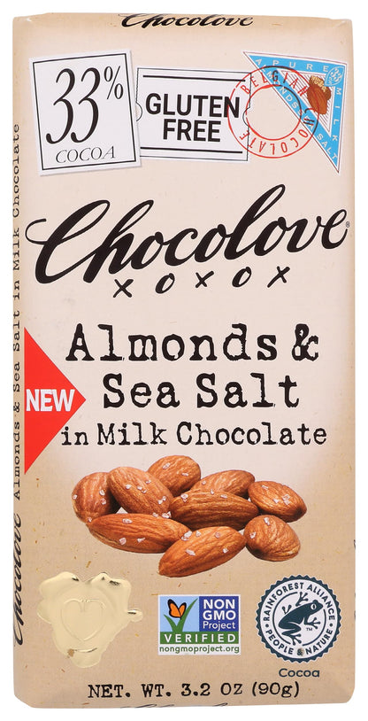 Chocolove Almonds & Sea Salt Milk Chocolate Bar 3.2 Oz