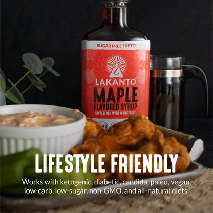 Lakanto Sugar Free Maple Syrup Monk Fruit Sweetener Keto Vegan 1g Net Carbs 13 fl oz (Pack of 2)