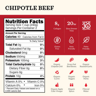Kettle and Fire Chipotle Beef Bone Broth Keto Paleo Whole 30 Approved Gluten Free High in Protein and Collagen (Pack of 3)