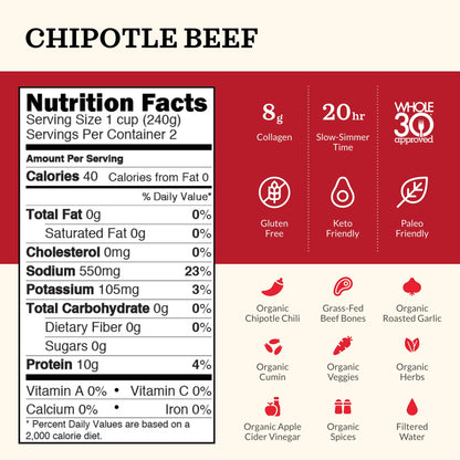 Kettle and Fire Chipotle Beef Bone Broth Keto Paleo Whole 30 Approved Gluten Free High in Protein and Collagen (Pack of 3)