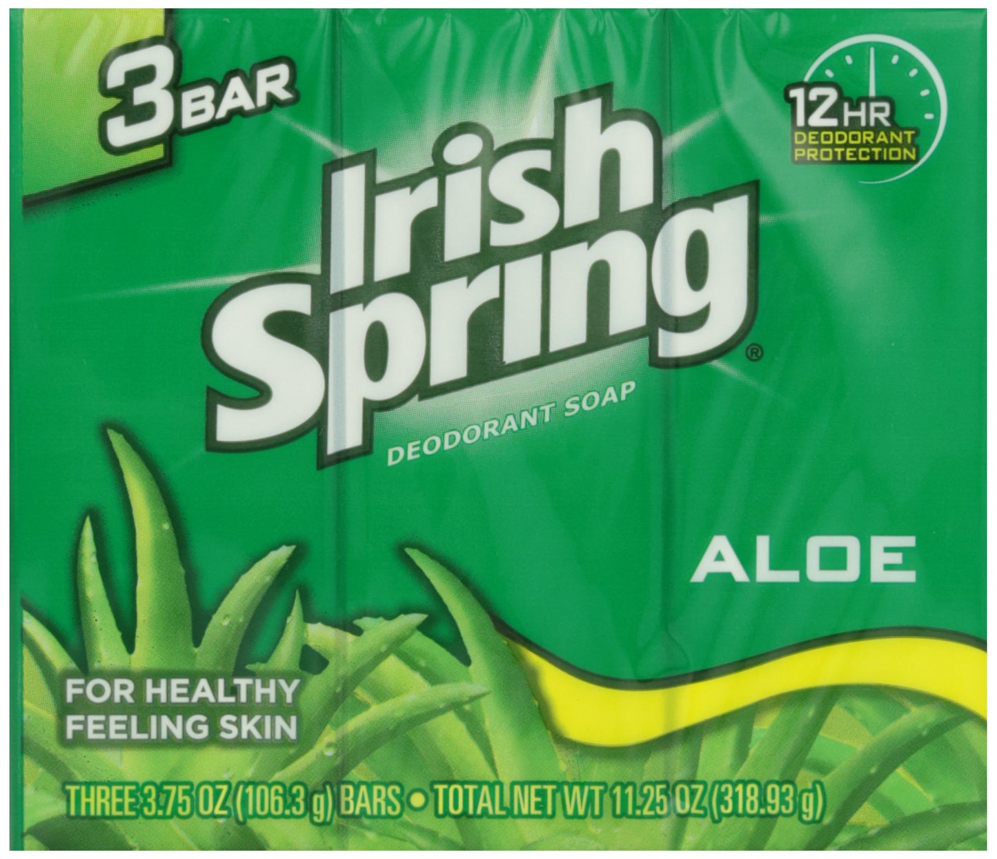 Irish Spring Deodorant Bath Bar Aloe 3 Count 3.75 Ounce