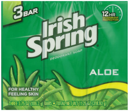 Irish Spring Deodorant Bath Bar Aloe 3 Count 3.75 Ounce