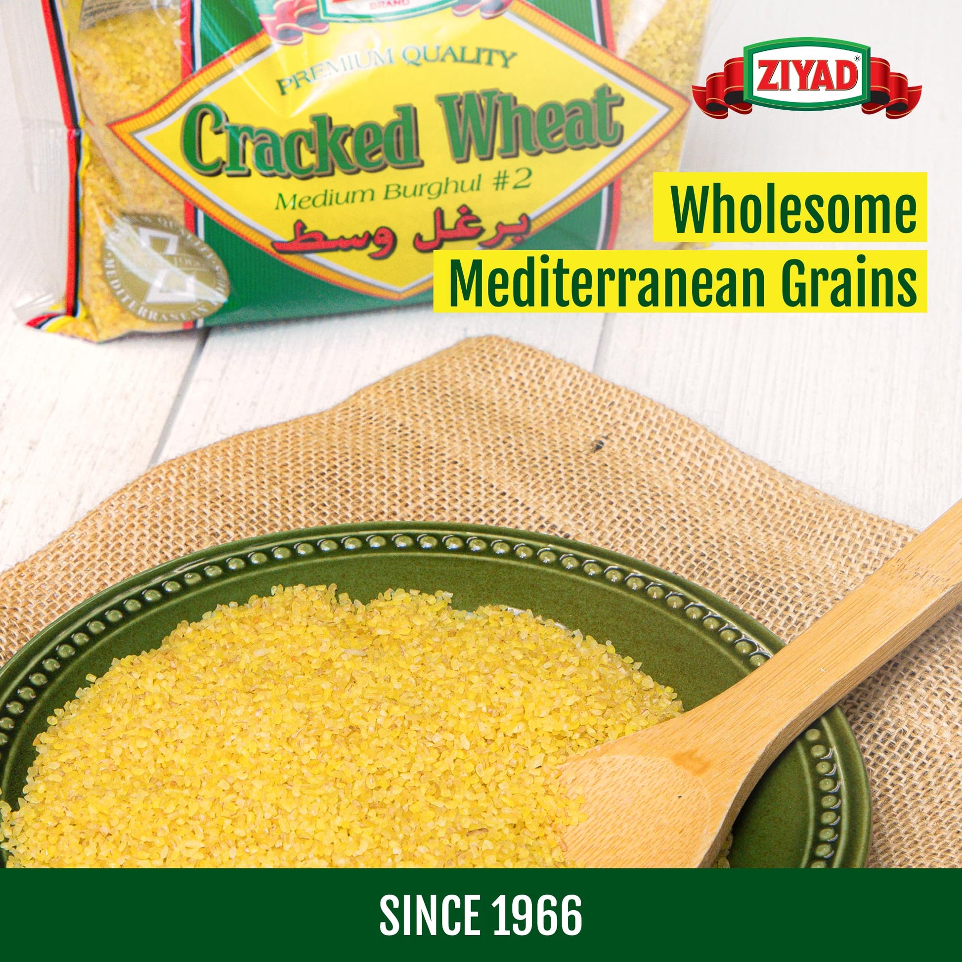 Ziyad Cracked Bulgur Wheat Medium #2 Fiber Rich Whole Grain 32oz