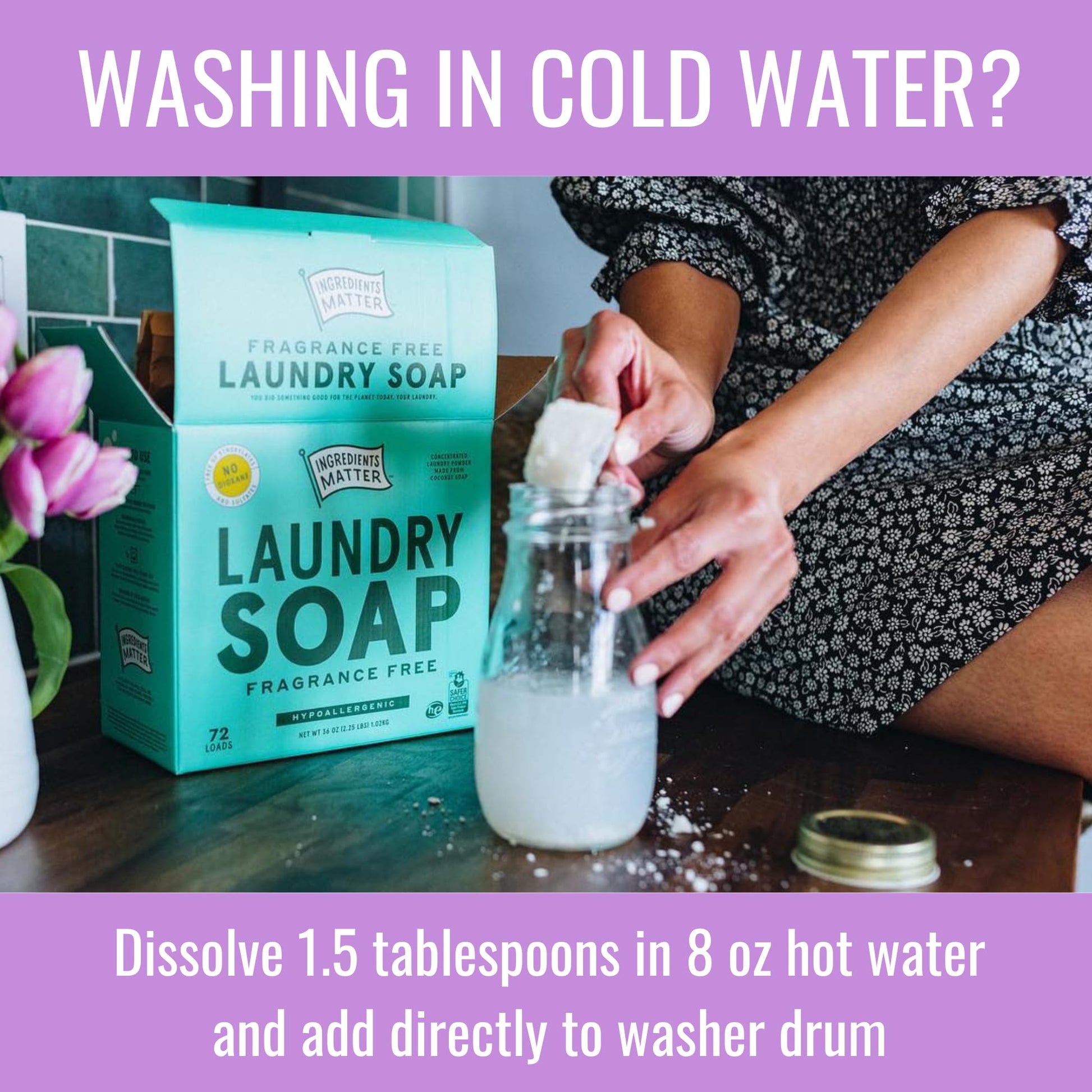 Ingredients Matter Powder Laundry Soap Fragrance Free Hypoallergenic Detergent Natural 30 oz
