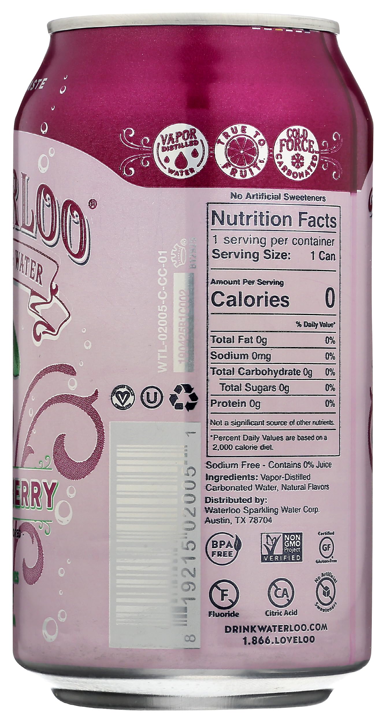 Waterloo Sparkling Water Black Cherry 12 Fl Oz