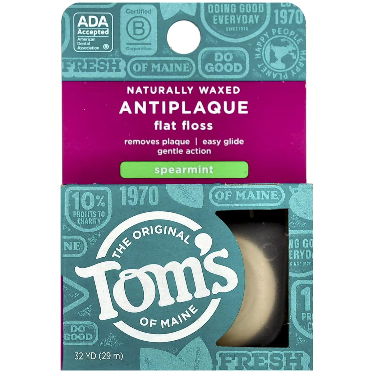 Tom's of Maine Floss Flat-Anti Plaque Spearmint 32 yd String Tom's of Maine