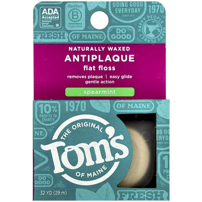 Tom's of Maine Floss Flat-Anti Plaque Spearmint 32 yd String Tom's of Maine