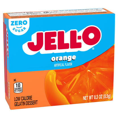 Jell-O Zero Sugar Gelatin Dessert Mix Orange 0.30 oz (Pack of 6)