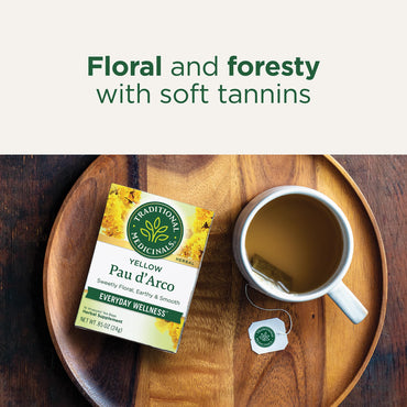 Traditional Medicinals Yellow Pau d'Arco Tea Caffeine-Free Kosher Non-GMO 16 Tea Bags
