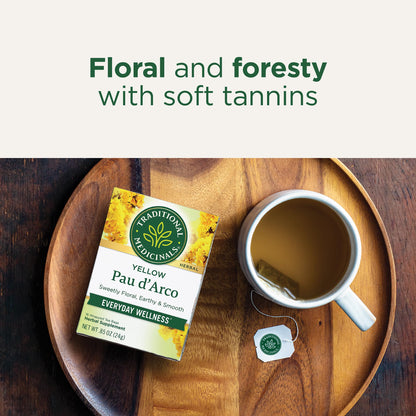 Traditional Medicinals Yellow Pau d'Arco Tea Caffeine-Free Kosher Non-GMO 16 Tea Bags