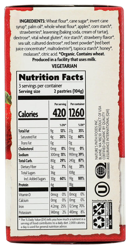 Nature's Path Toaster Pastries Strawberry Un Frosted 6 ct