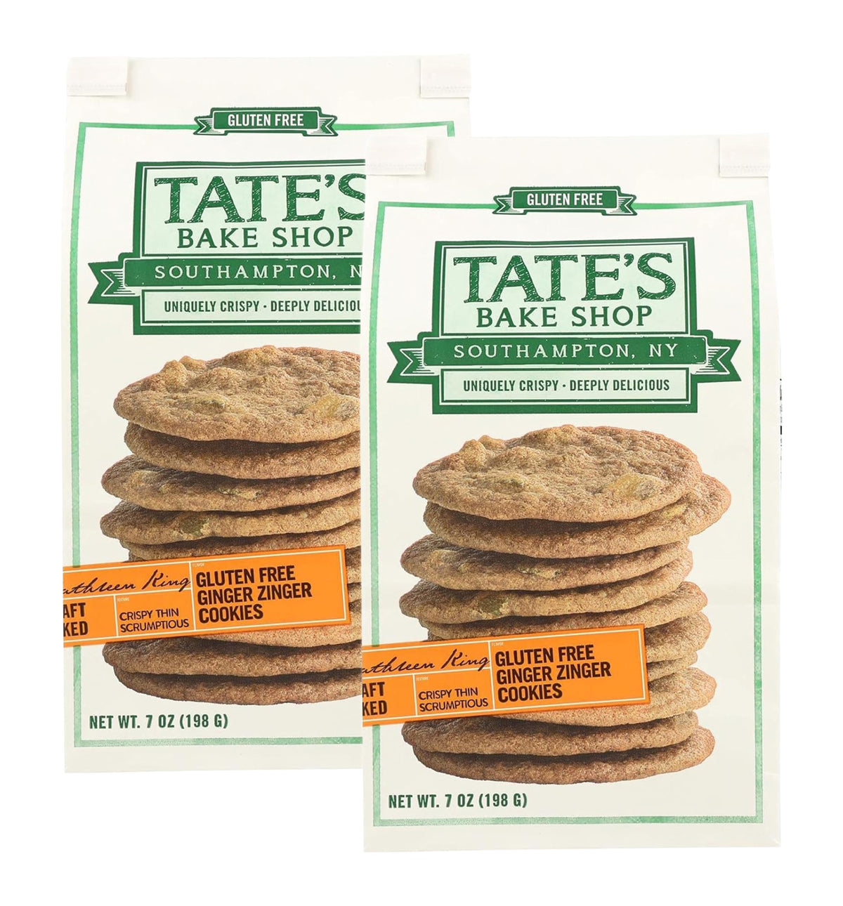 Tate's Bake Shop Gluten Free Ginger Zinger Cookies, 7 oz (Pack of 2) Tate's Bake Shop