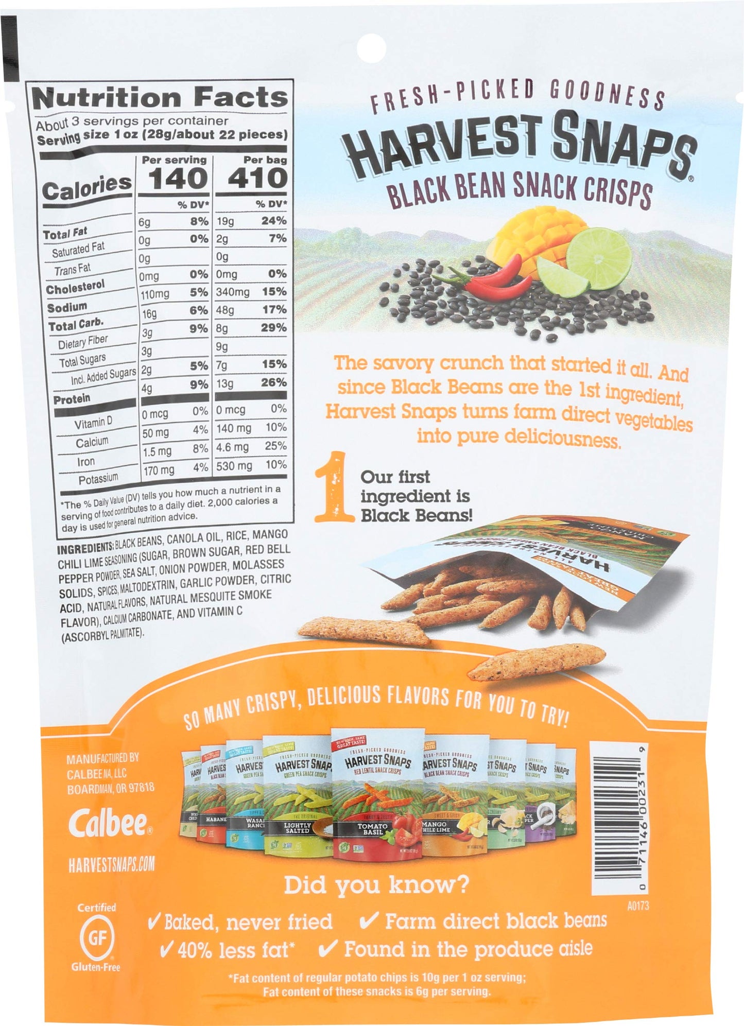 Harvest Snaps Mango Chile Lime 3 Ounce (Pack of 3)