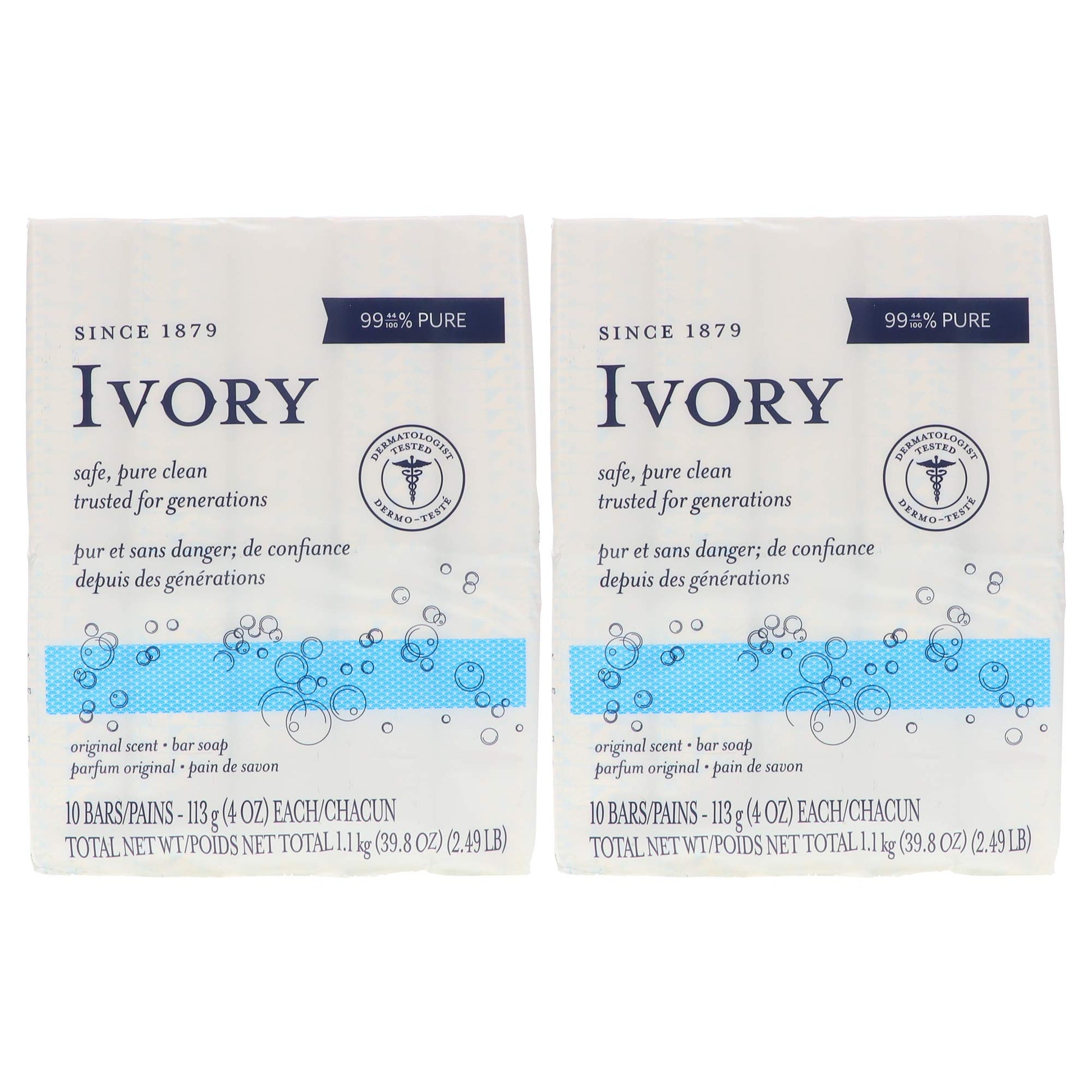 Ivory Original 10-Count: Bath Size Bars (4 oz), 38.8 oz (Pack of 2) Ivory