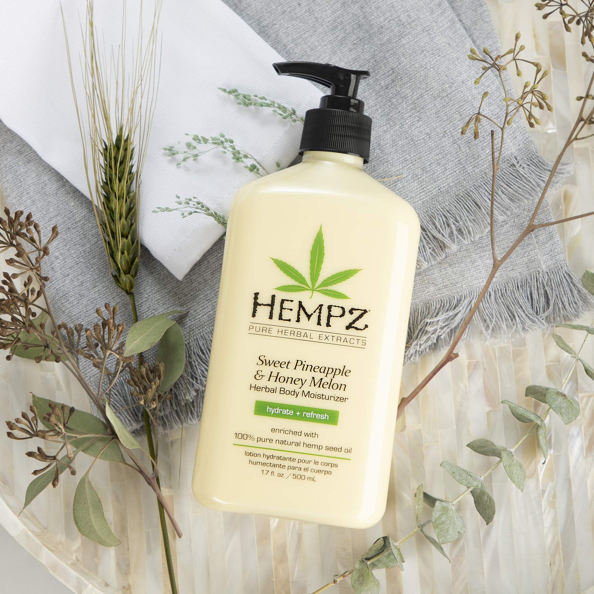 Hempz Sweet Pineapple & Honey Melon Moisturizing Skin Lotion Body Moisturizer 17 oz (Pack of 2) with Jojoba Vitamin A and E