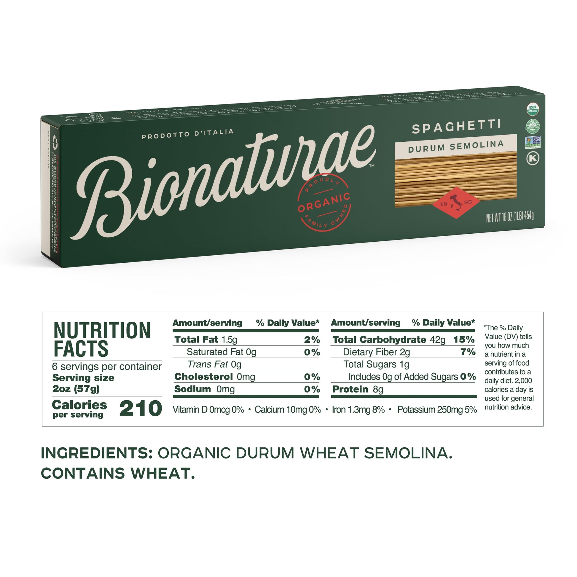 Bionaturae Organic Spaghetti Durum Semolina 16 Oz (Pack of 12)