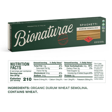 Bionaturae Organic Spaghetti Durum Semolina 16 Oz (Pack of 12)
