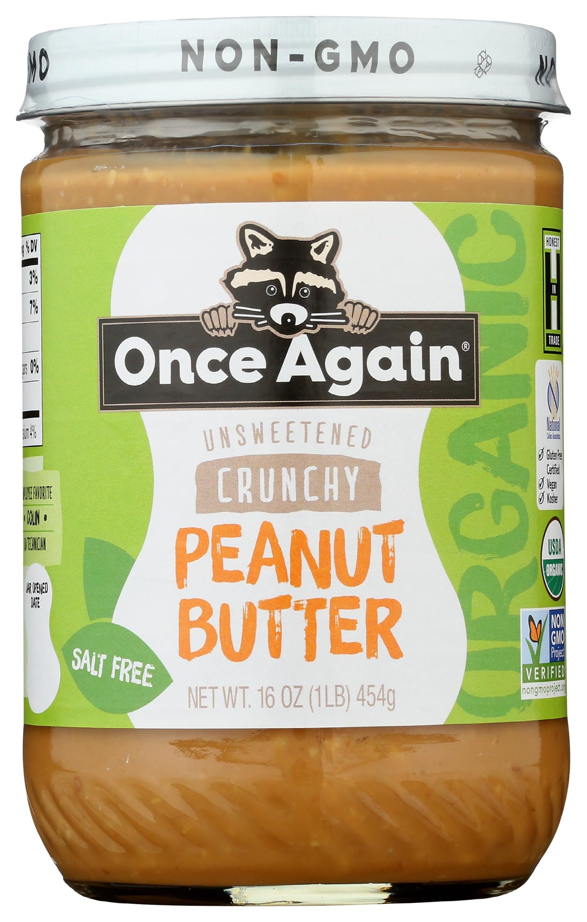 Once Again Organic Crunchy Peanut Butter No Sugar Added - Single Ingredient Once Again